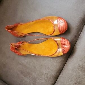 Berin Orangeand Clear Snakeskin Flats